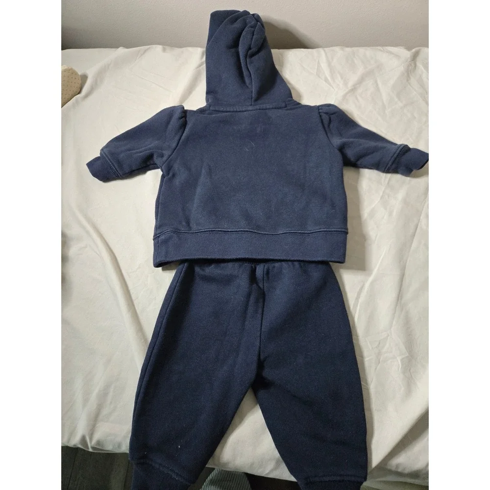 Baby Gap Navy Blue Pink‎ Logo Hoodie and Sweatpants Tracksuit Set 3-6 Months